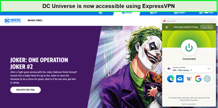 dc universe is accessible using expressvpn
