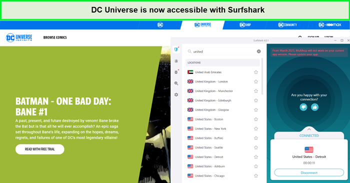 dc universe is accessible using surfshark