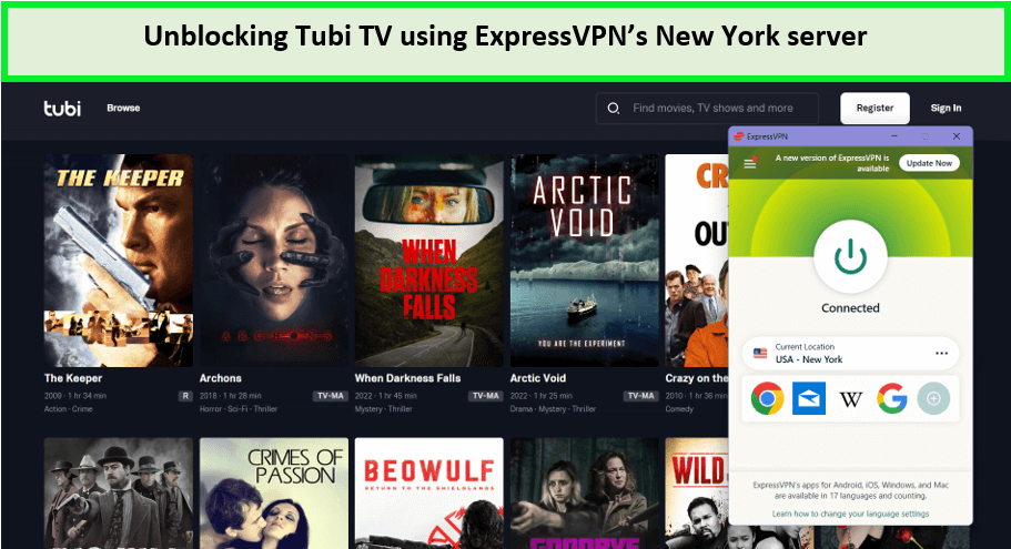  ExpressVPN desbloquea Tubi TV. in - Espana 