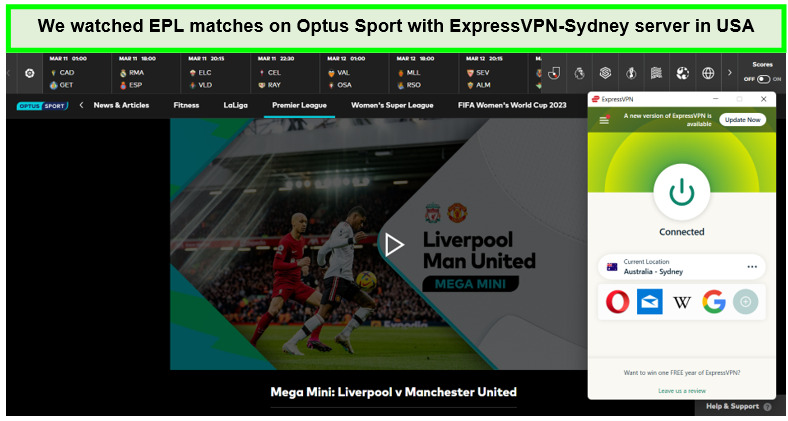  Regarder Optus Sports avec ExpressVPN serveur AU en US 