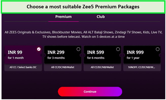 zee5-Premium-Packages