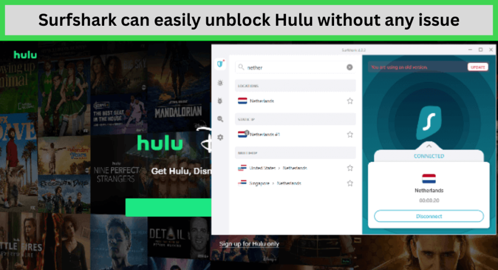 Surfshark-can-easily-unblock-Hulu-without-any-issue-outside-Netherlands