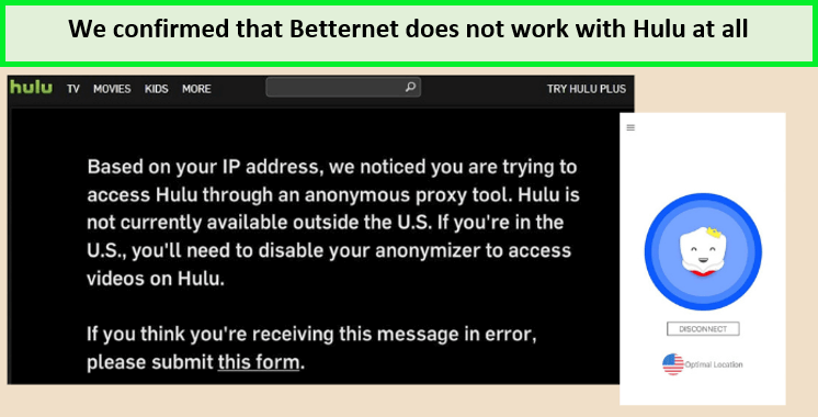  Betternet ne fonctionne pas avec Hulu 