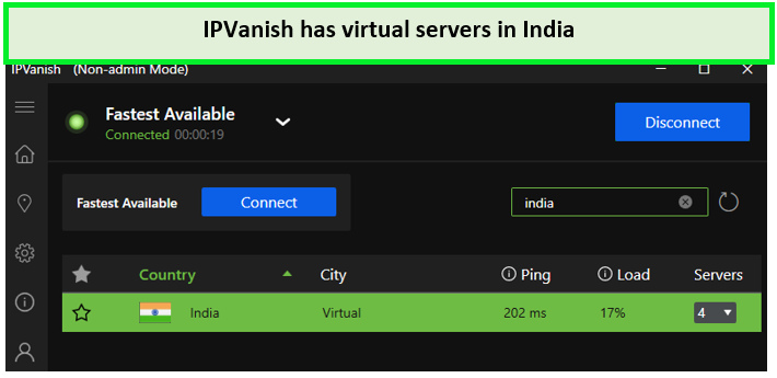  Servidores de IPVanish en la India outside - Espana 