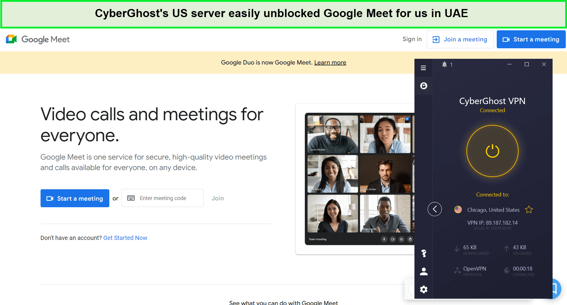  Cyberghost-Google-Meet freigeschaltet  