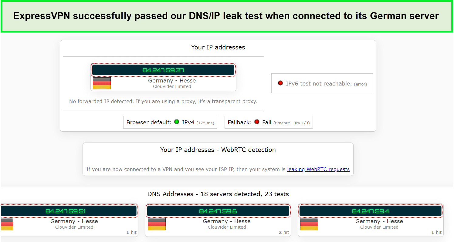  ExpressVPN DNS-Leak-Test auf deutschem Server in - Deutschland 