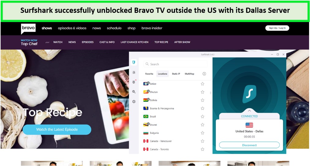 Surfshark-unblocked-Bravo-TV-outside-US