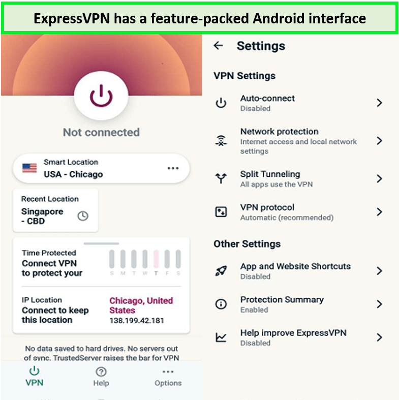  Características de ExpressVPN para Android ExpressVPN ofrece una variedad de características para Android para ayudar a los usuarios a navegar por Internet de forma segura y privada. Estas características incluyen: • Protección de datos: ExpressVPN ofrece una conexión cifrada de extremo a extremo para prote 