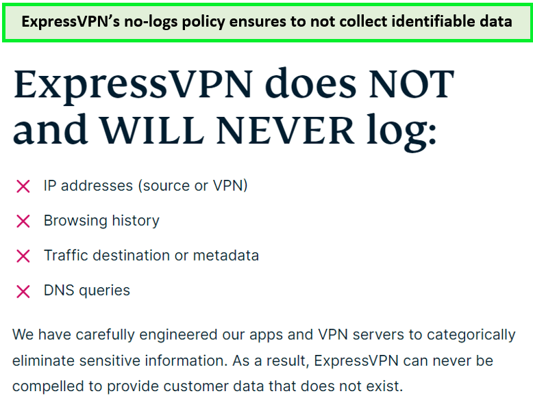  Política de no registro de ExpressVPN ExpressVPN se compromete a no registrar ninguna información de navegación, tráfico o contenido de los usuarios. Esta política de no registro se aplica a todos los servidores de ExpressVPN, en todos los países. in - Espana 