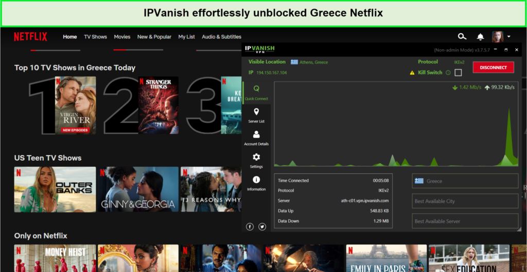 IPVanish-working-with-Greece-Netflix-For UAE Users