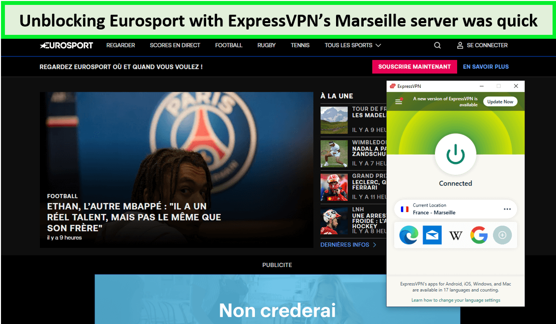  ExpressVPN entsperrt Eurosport außerhalb Deutschland 