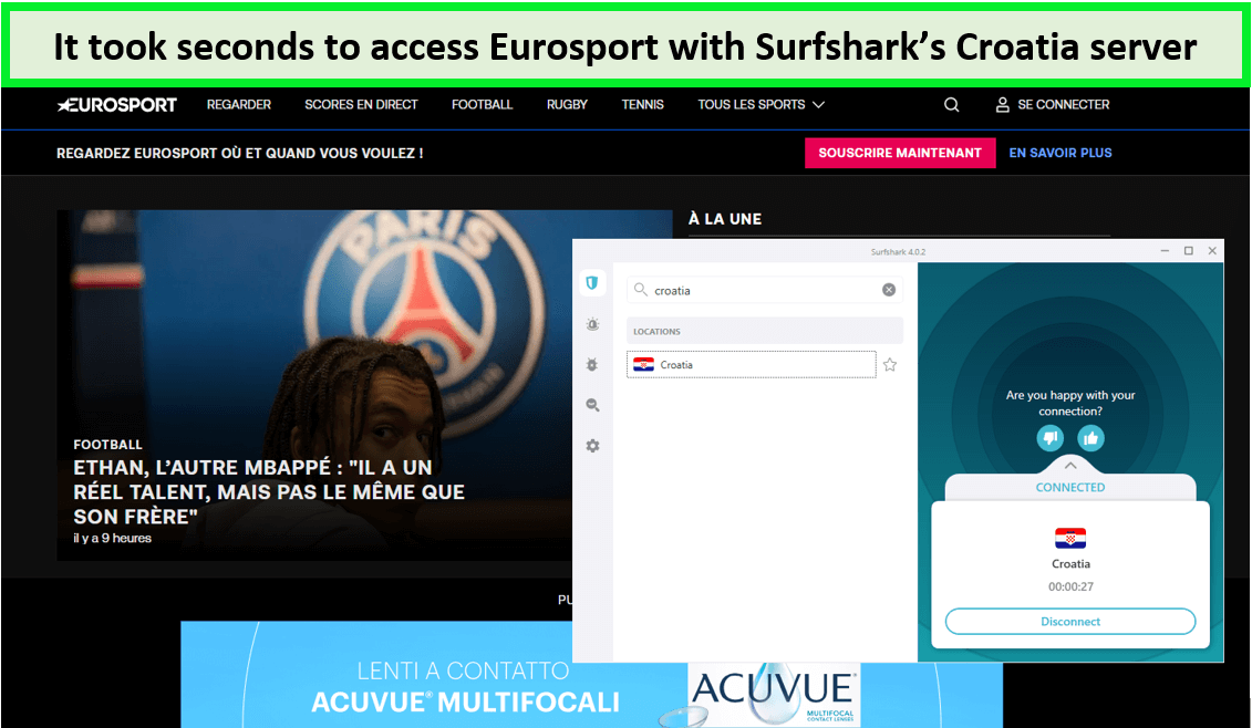  Surfshark entsperrt Eurosport außerhalb. Deutschland 