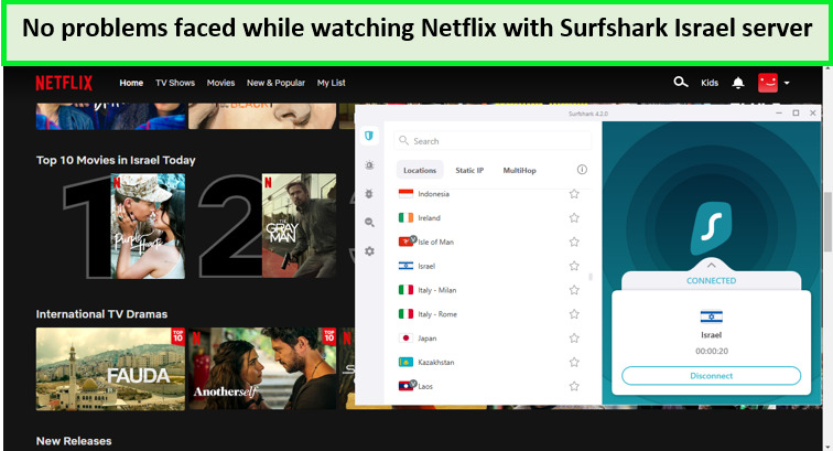 Surfshark-unblocking-Netflix-Israel-with-Israeli-IP-in-Australia