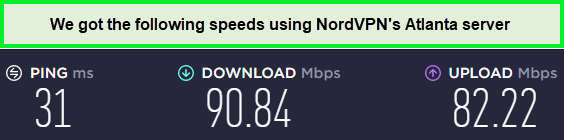  Prueba de velocidad de NordVPN en servidor de EE. UU. in - Espana 