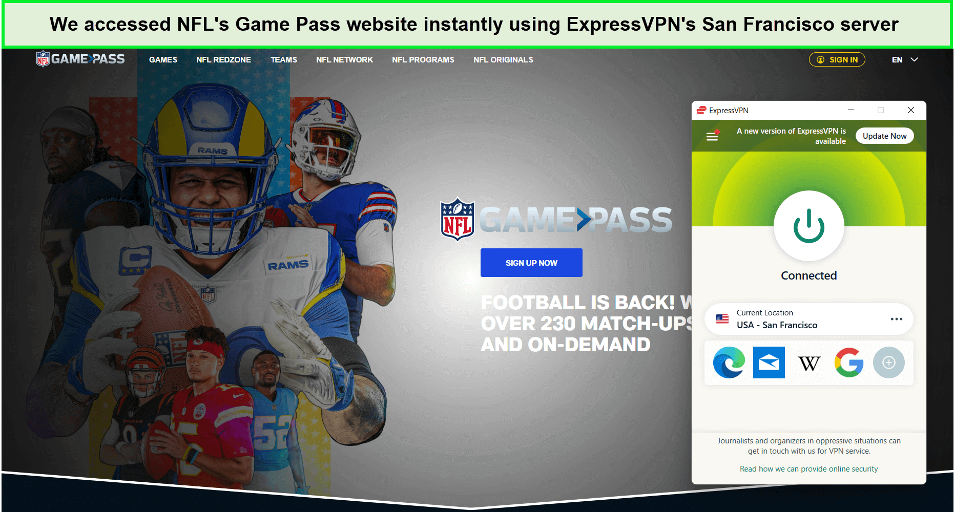 3 Free VPN for NFL Game Pass outside USA in 2023