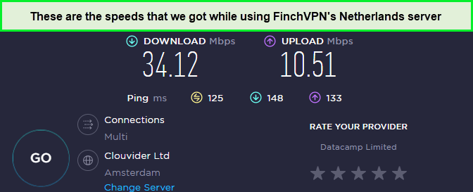 finchvpn-speed-test-on-netherlands-server