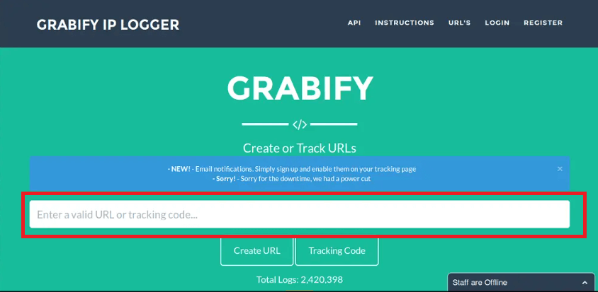  Geben Sie die URL auf der Grabify-Homepage ein. in - Deutschland 