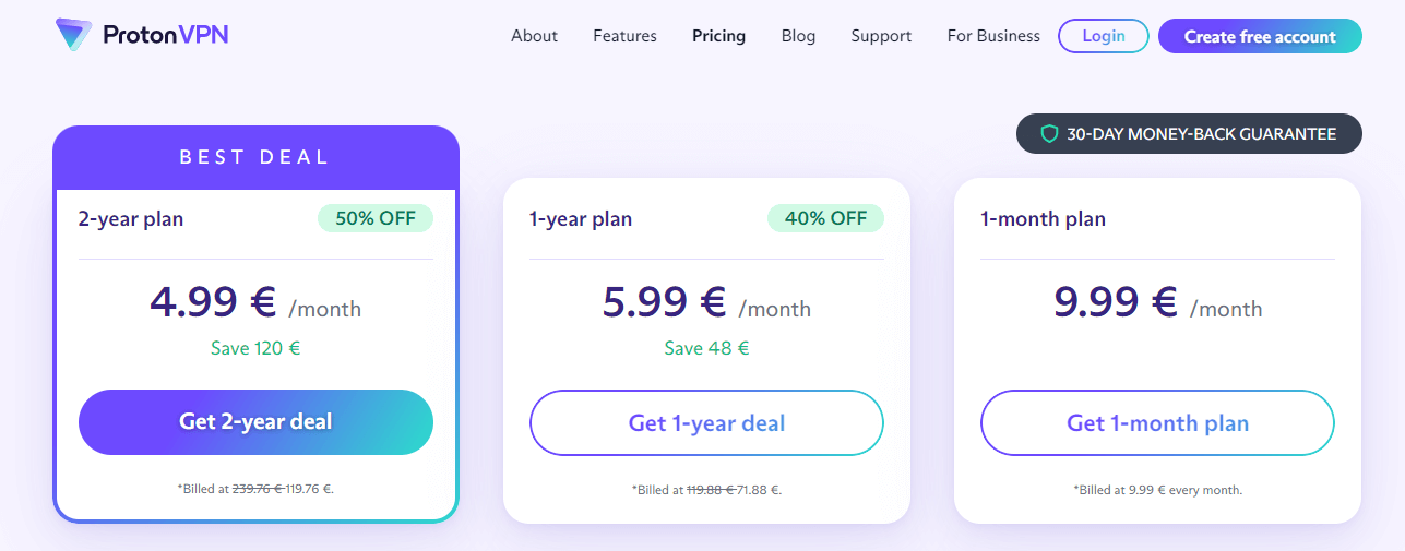 protonvpn-pricing-page