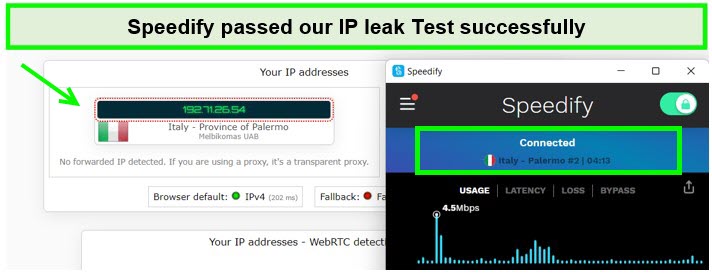  Test de fuite IP Speedify - Italie in - France 