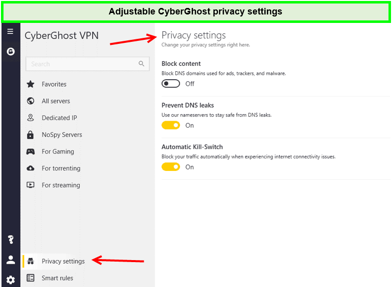 Cyberghost-privacy-settings-in-Australia