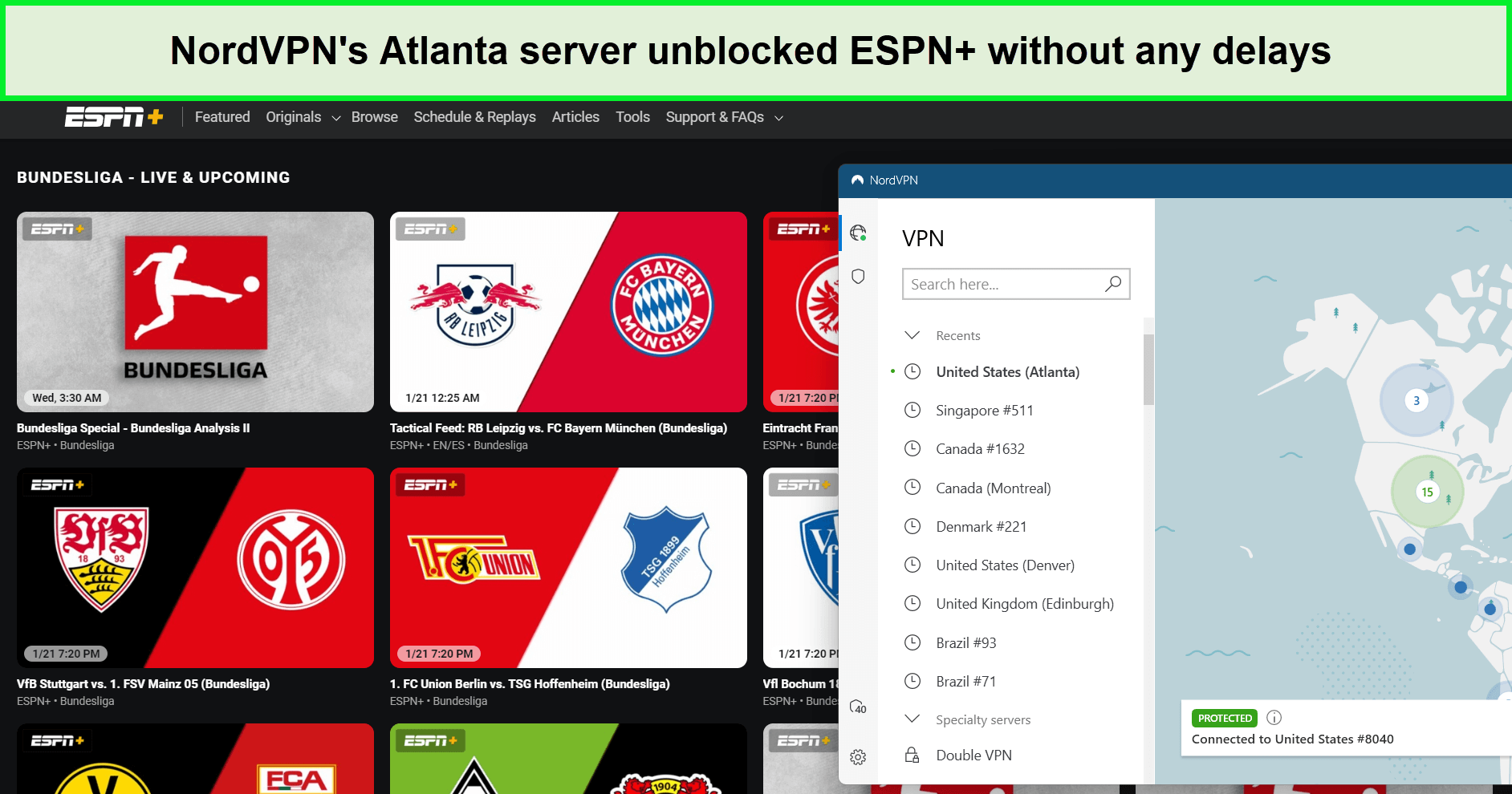  NordVPN-ESPN Plus entsperrt outside - Deutschland 