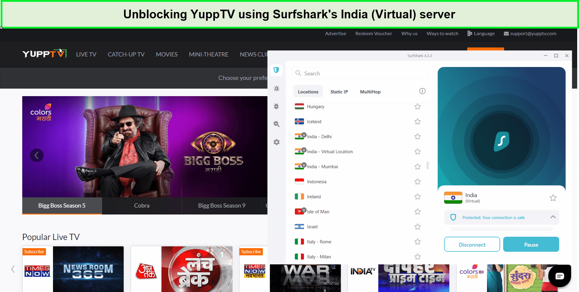  Surfshark desbloquea YuppTV in - Espana 