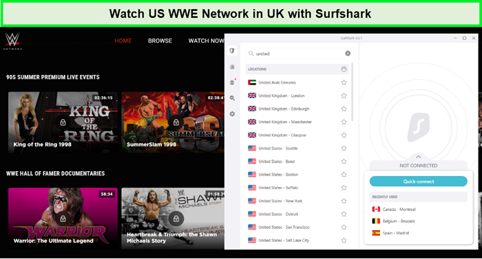 watch wwe network in uk with surfshark