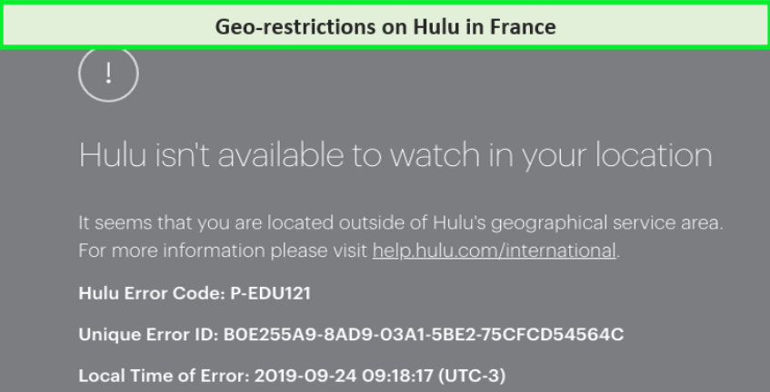 Restrictions géographiques sur Hulu en France. 
