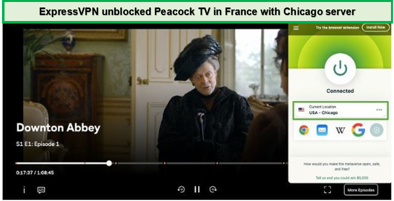 ExpressVPN-unblocked-Peacock-TV-in-France-with-Chicago-server