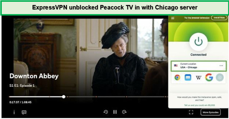 ExpressVPN-unblocked-Peacock-TV-in-Ireland-with-Chicago-server