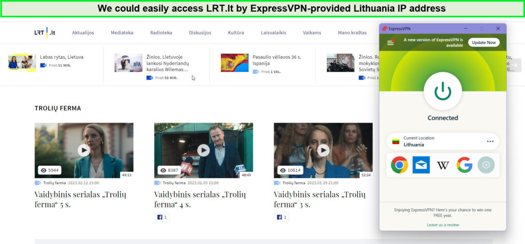 ExpressVPN-unblocking-LRT-with-its-Lithuania-IP