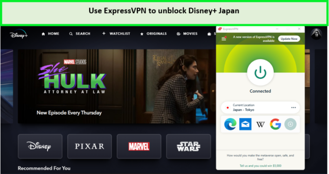 Disney Plus unblocking image with ExpressVPN