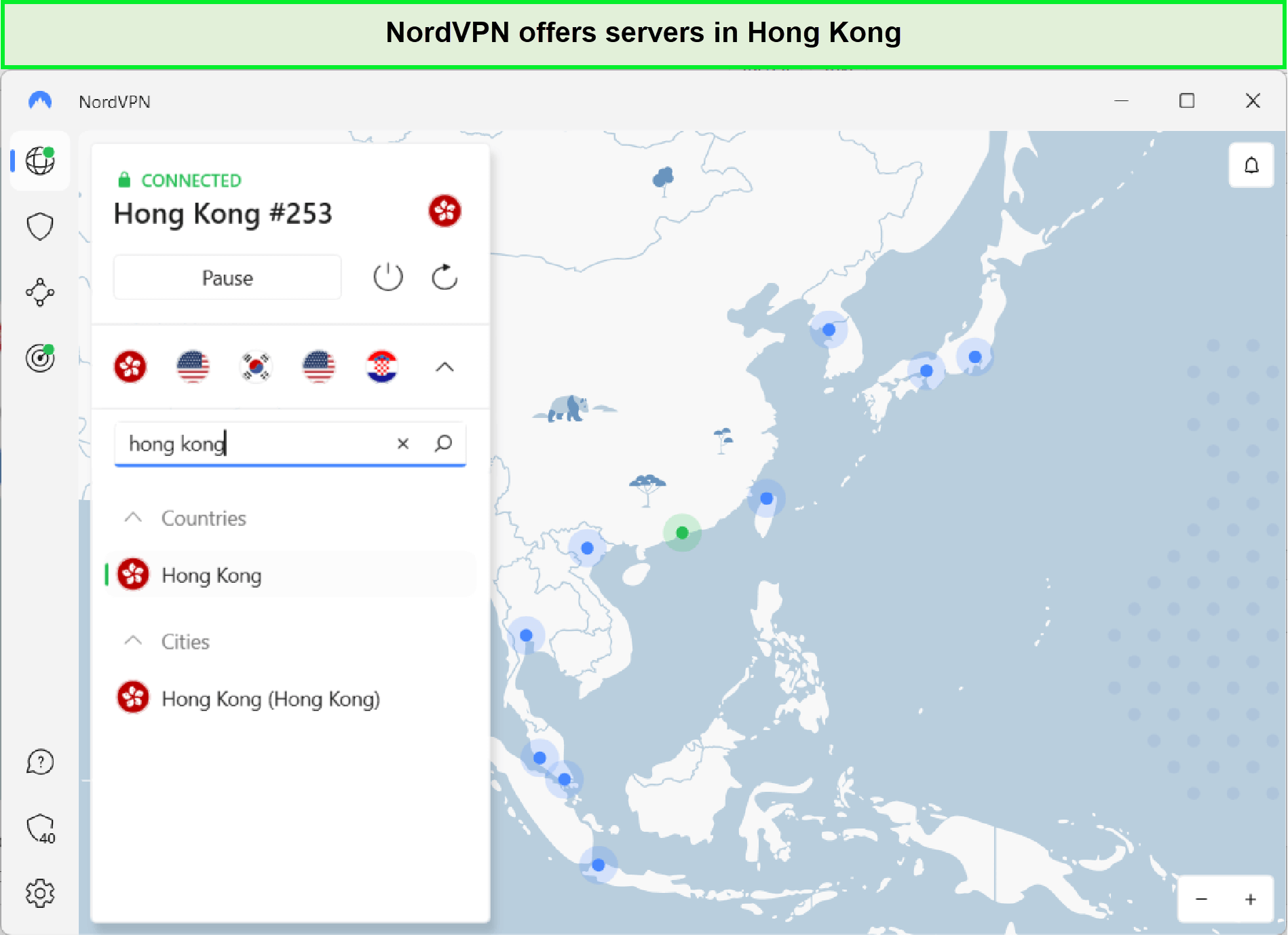 Does NordVPN have Hong Kong servers?