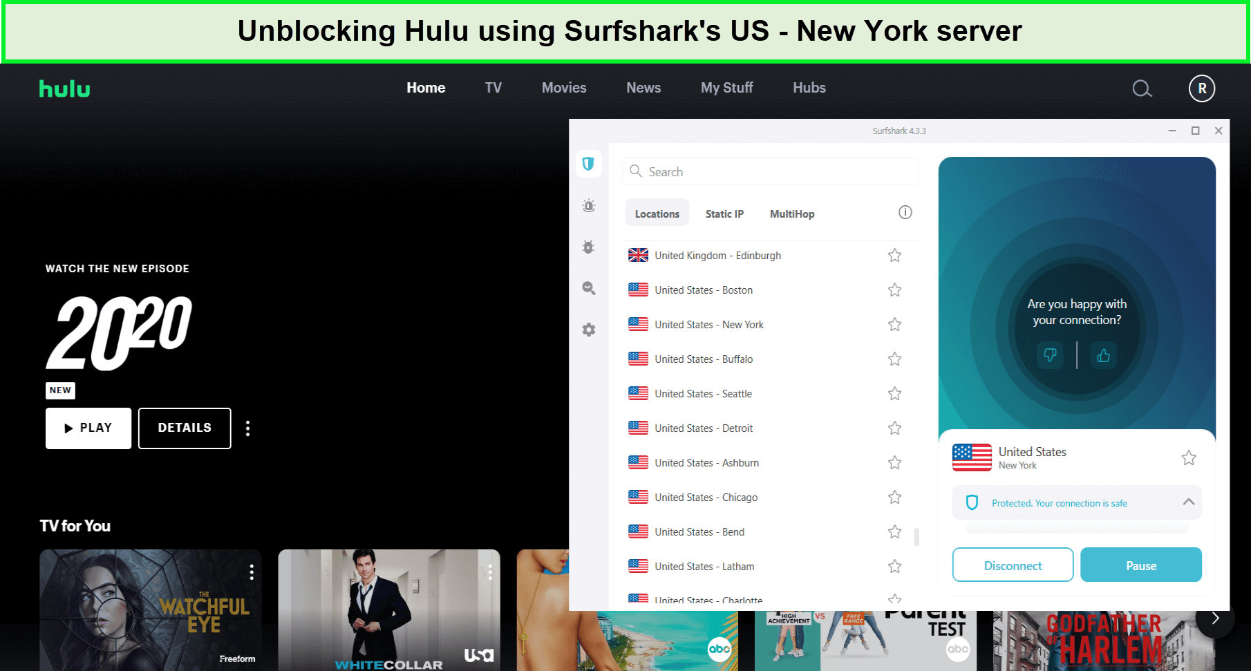 unblocking-hulu-using-surfshark-new-york-servers