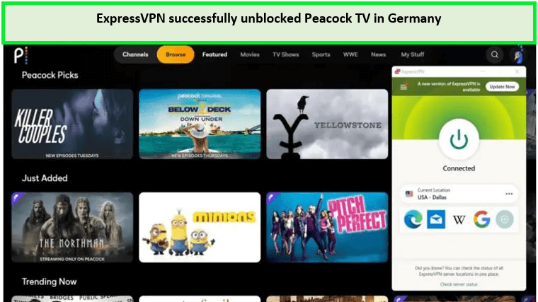 ExpressVPN-successfully-unblocked-Peacock-TV-in-Germany