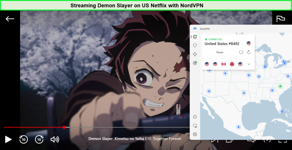 Streaming-Demon-slayer-on-Netflix-with-NordVPN-outside-USA
