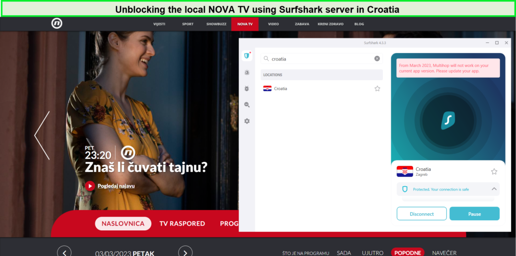 Unblocking-Nova-TV-with-Surfshark-Croatian-servers