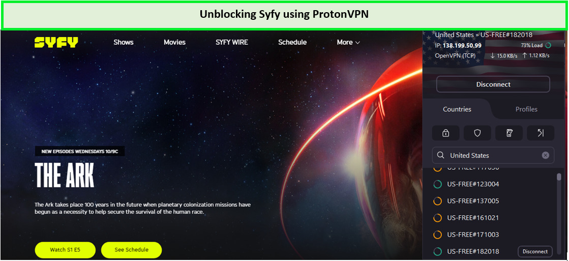 Unblocking Syfy with ProtonVPN