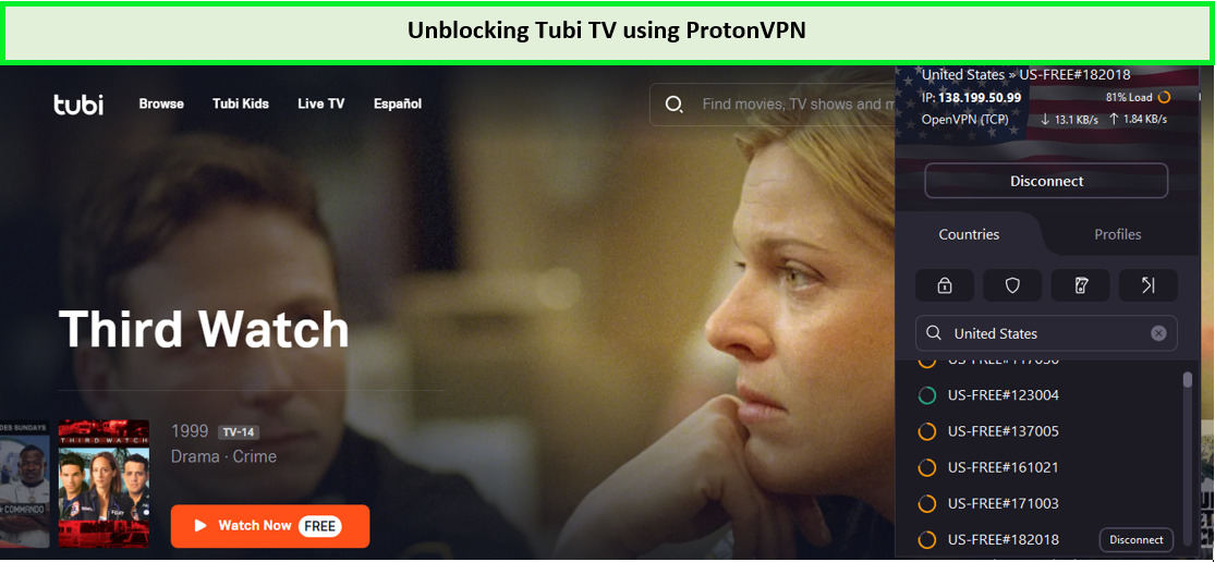 Unblocking Tubi TV with ProtonVPN