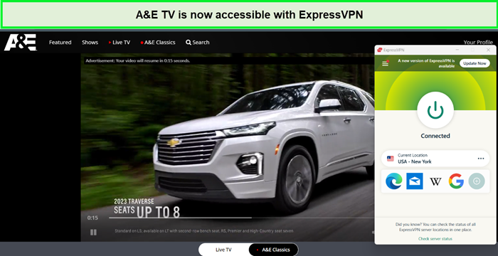 a&E tv is accessible in australia with expressvpn