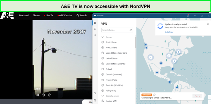 a&E tv is accessible in australia with nordvpn