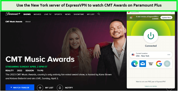 expressvpn-unblock-cmt-awards-on-paramount-plu-in-Germany