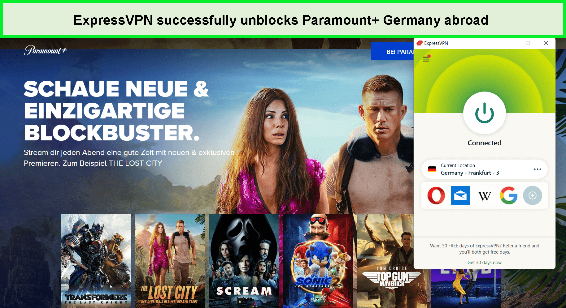  ExpressVPN zum Entsperren von Paramount Plus in Deutschland im Ausland 