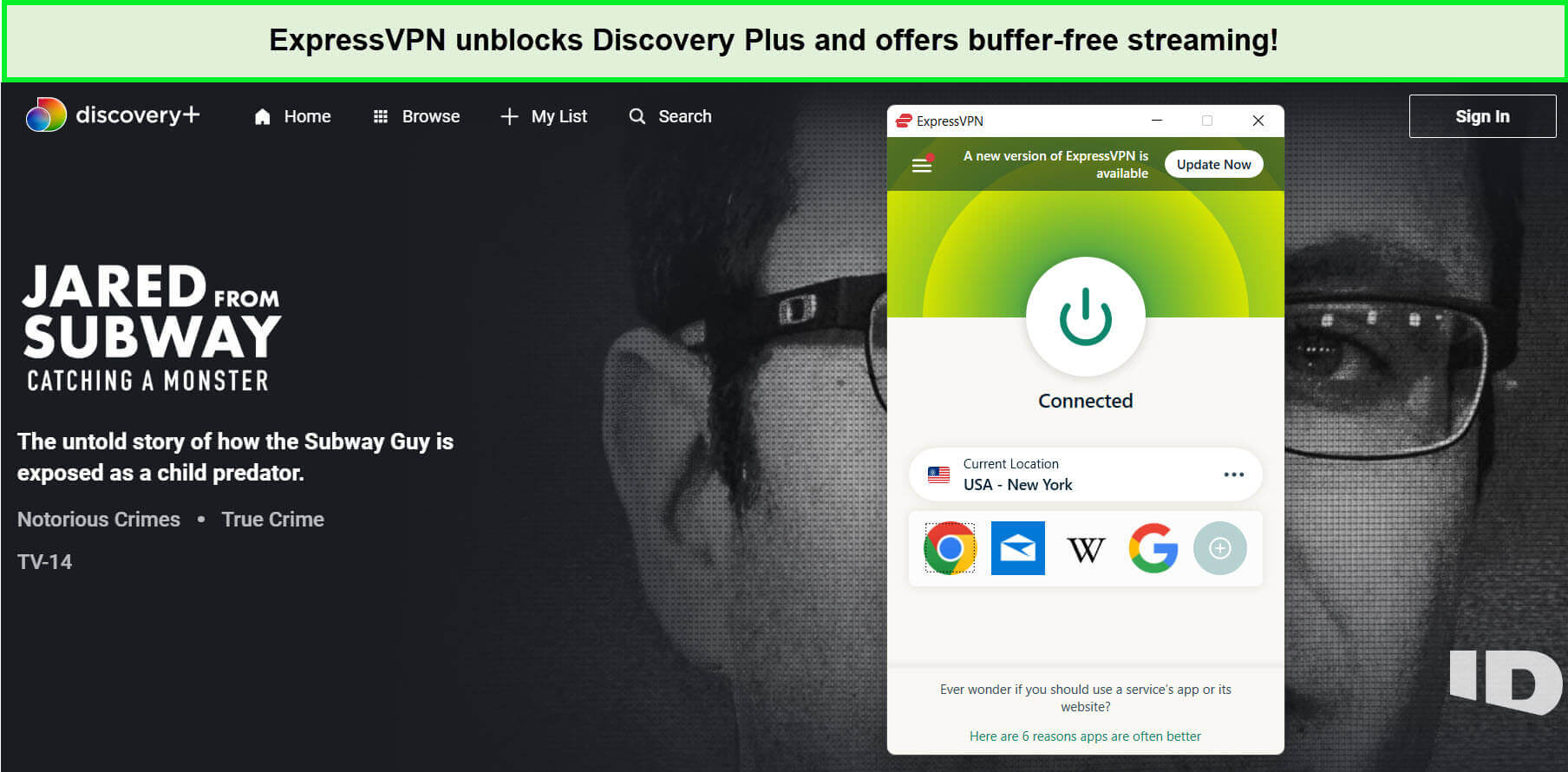 expressvpn-unblocks-jared-from-subway-catching-a-monster-on-discovery-plus-outside-usa