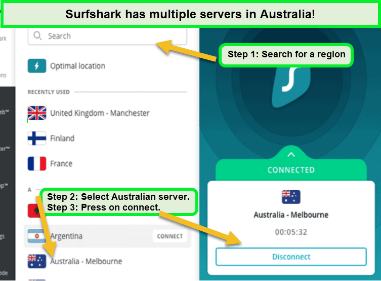 Surfshark-offers-has-multiple-servers-in-Australia
