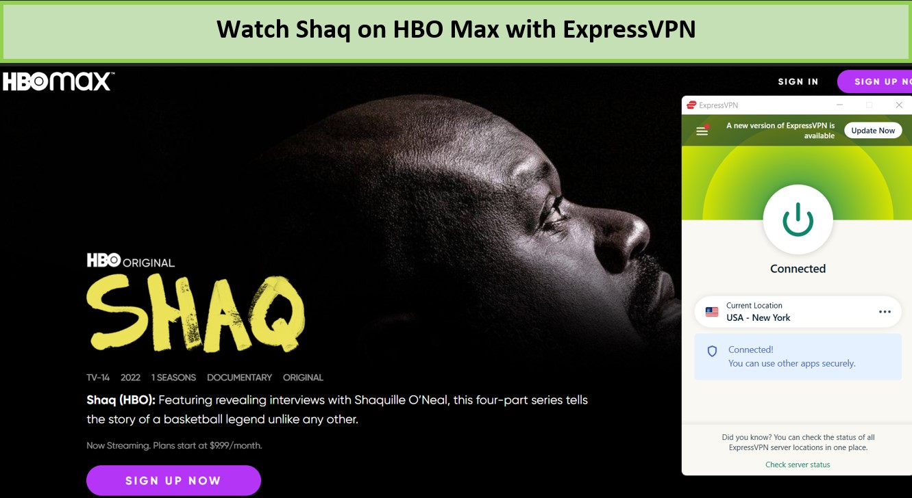  Schauen Sie sich Shaq auf HBO Max mit ExpressVPN an. 