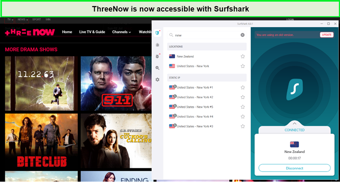threenow is accessible in USA with Surfshark