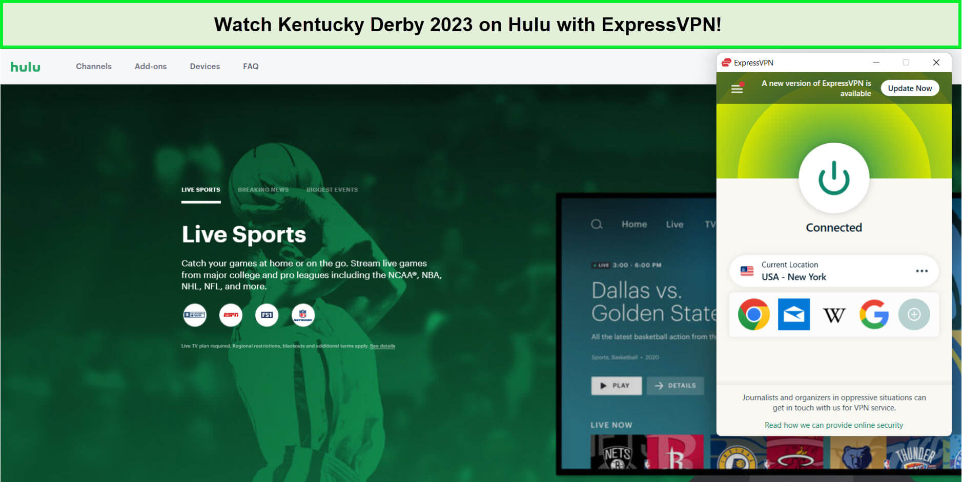use-expressvpn-to-watch-Kentucky-Derby-2023 -on-Hulu-in-India