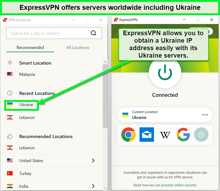 ExpressVPN Ukraine servers