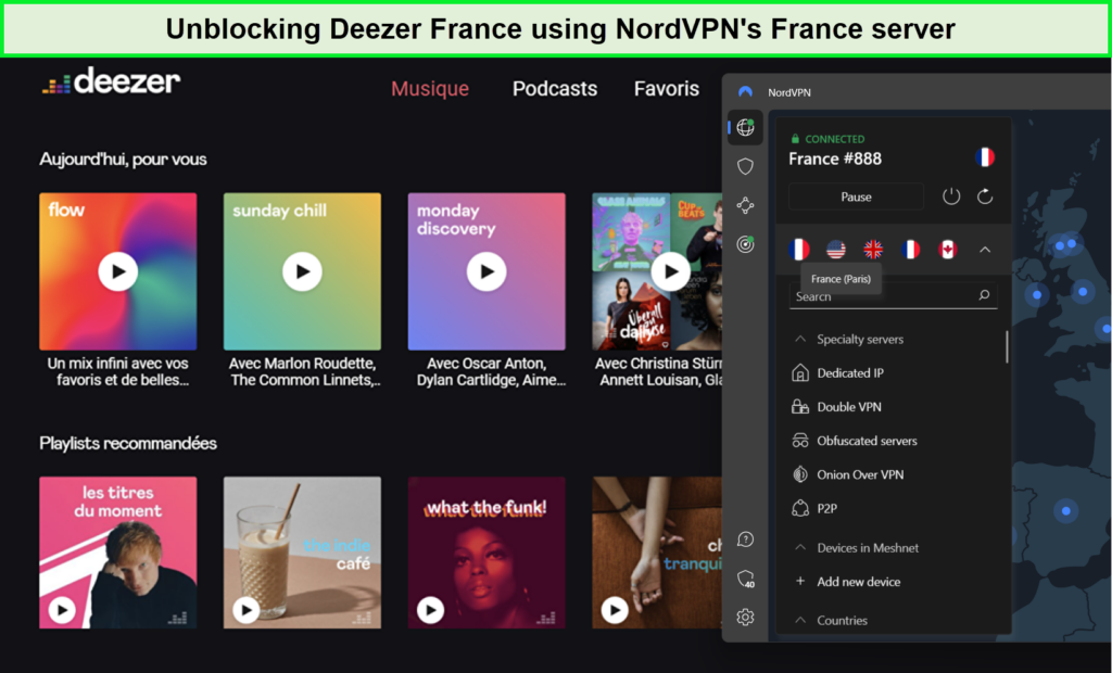 Unblocking-deezer-france-in-Canada-with-nordVPN